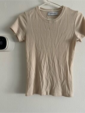 SPRWMN Ribbed Short Sleeve Tee in Beige women medium